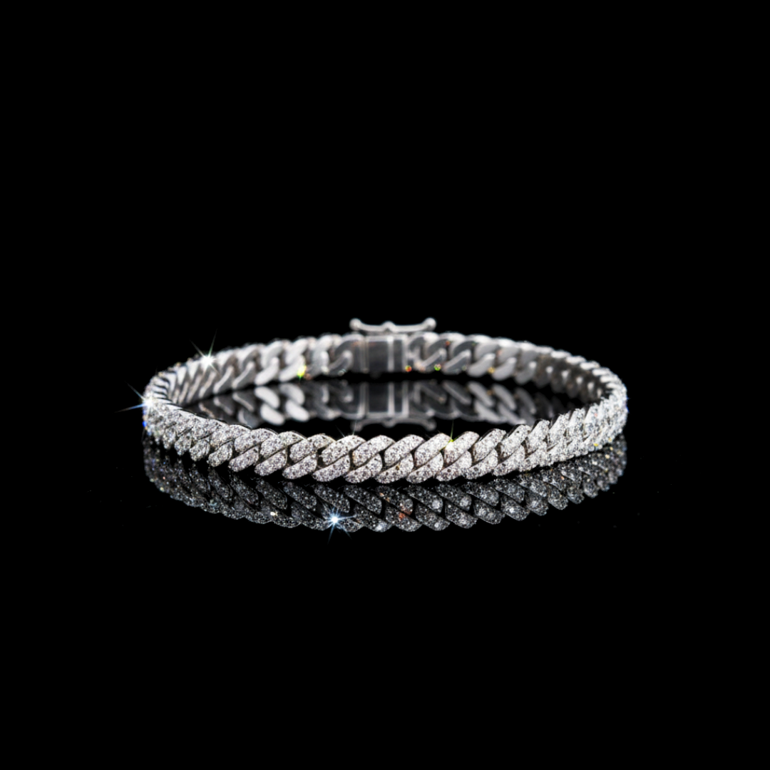 ROYAL ICE VVS1 18K White Gold Cuban